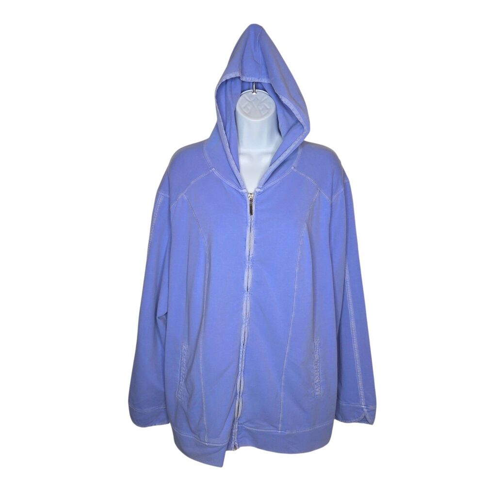 Fresh Produce Periwinkle Blue French Terry Full Zip Hoodie Jacket Women's 1X EUC